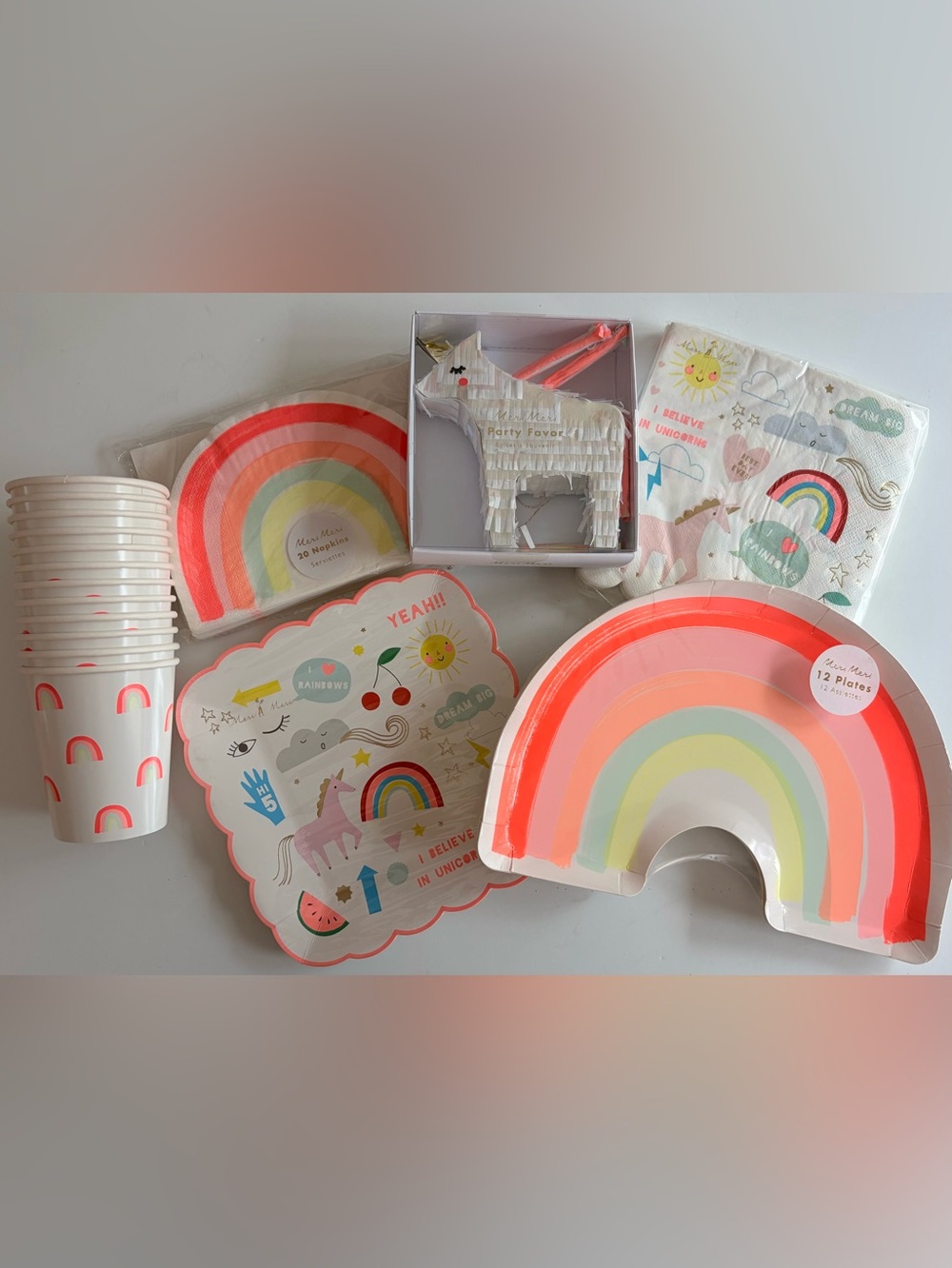 Meri Meri Rainbow Unicorn Party Tableware Set